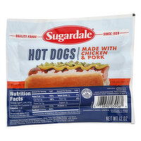 Sugardale Hot Dogs, Chicken & Pork, 12 Ounce