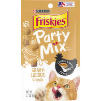 Friskies Cat Treats, Chicken & Gravy Flavors, Gravylicious Crunch, Party Mix, 2.1 Ounce