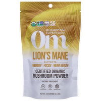 Om Mushroom Powder, Organic, Lion's Mane, 3.5 Ounce