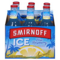 Smirnoff Ice Malt Beverage, Lemonade, Blue Raspberry, 6 Each