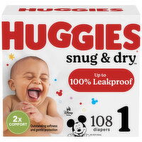 Huggies Snug & Dry Diapers, Disney Baby, 1 (8-14 lb), 108 Each