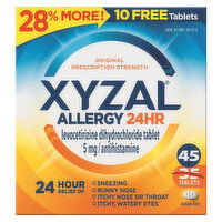 Xyzal Allergy 24HR, Original Prescription Strength, 45 Each