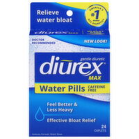 Diurex Water Pills, Max, Caffeine Free, Caplet, 24 Each