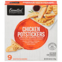 Essential Elements Chicken Potstickers, with Soy Dipping Sauce, 9 Each