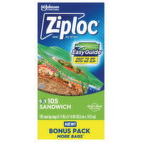 Ziploc Seal Top Bags, Sandwich, Bonus Pack, 105 Each