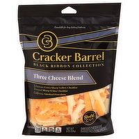 Cracker Barrel Shredded Cheese, Three Cheese Blend, Bold Cut, 8 Ounce