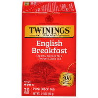 Twinings Black Tea, Pure, English Breakfast, Tea Bags, 20 Each