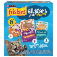 Friskies Lil' Soups Lil' Shakes All Star Faves Cat Food Complements Variety Pack, 8 Each