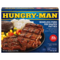 Hungry-Man Patties, Rib Shaped, Boneless Pork, 16 Ounce