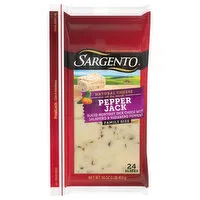 Sargento Sliced Cheese, Natural, Pepper Jack, Family Pack, 24 Each