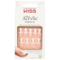 Kiss Salon Acrylic Nails, Revolutionary French, Petite Length, 28 Each