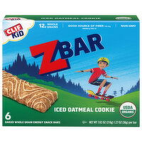 Zbar Energy Snack Bars, Whole Grain, Baked, Iced Oatmeal Cookie, 6 Each