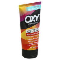 Oxy Maximum Action Face Wash, Rapid Treatment, Sensitive Skin, 5 Ounce