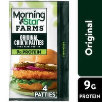 MorningStar Farms Plant Based Chik'n Patties, Original, 10 Ounce