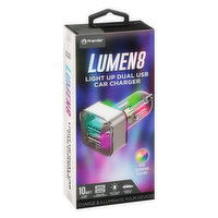 Lumen8 Car Charger, Dual USB, Light Up, 10 Watt, 1 Each