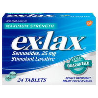 Ex-Lax Tablets Maximum Strength 25 mg Stimulant Laxative, 24 Each