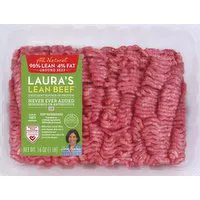 Lauras Beef Beef, Ground, 96%/4%, 16 Ounce