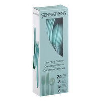 Sensations Cutlery, Spa Blue, Plastic, Assorted, 24 Each