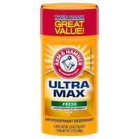 Arm & Hammer Ultra Max Antiperspirant Deodorant, Fresh, Solid, Twin Pack, 2 Each