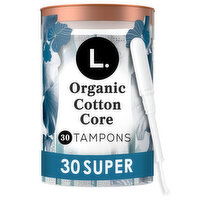 L. Organic Cotton Cotton Tampons Super Absorbency, 30 Each