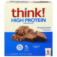 Think! Protein Bar, High Protein, Brownie Crunch, 5 Each