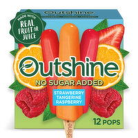 Outshine Strawberry, Tangerine, and Raspberry Frozen Fruit Pops, Variety Pack, 12 Count, 12 Each