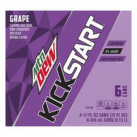 Mtn Dew KickStart Juice Drink, Grape Flavored, Electrolytes, 6 Pack, 6 Each