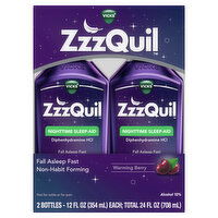 Vicks ZzzQuil Liquid Sleep Aid, Diphenhydramine 50mg HCl, Warming Berry Flavored, 2 Pack, 24 FL OZ, 24 Fluid ounce