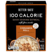 Better Oats Oatmeal, with Flax Seeds, Quick Cooking, 100 Calorie, Cinnamon Roll, 10 Each