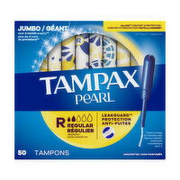 Tampax Pearl Tampax Pearl Tampons with LeakGuard Braid, Regular, 50 Ct, 50 Each