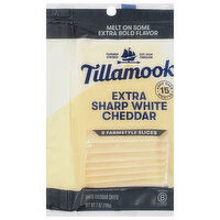 Tillamook Cheese, White Cheddar, Extra Sharp, Farmstyle Slices, 8 Each