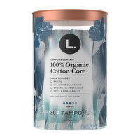 L. Organic Cotton Cotton Tampons Super Absorbency, 30 Each