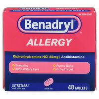 Benadryl Allergy, 25 mg, Tablets, 48 Each