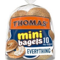 Thomas' Everything Pre-sliced Mini Bagels, 10 count, 15 oz, 10 Each