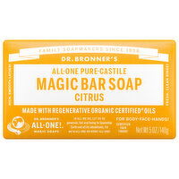 Dr. Bronner's Magic Bar Soap, Pure-Castile, All-One, Citrus, 5 Ounce