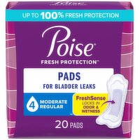 Poise Fresh Protection Postpartum Incontinence Pads for Women Moderate Absorbency Feminine Pads, 20 Each