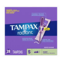 Tampax Radiant Tampax Radiant Tampons, with LeakGuard Braid, Super, 28 Count, 28 Each