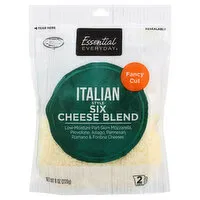 Essential Everyday Six Cheese Blend, Italian Style, Fancy Cut, 8 Ounce