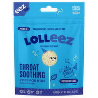 EEZ Co. Lolleez Ages 3+ Birthday Cake Throat Soothing Pops for Kids, 15 Each