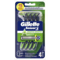 Gillette Sensor3 Sensitive Men's Disposable Razor, 4 Razors, 4 Each