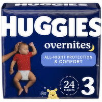 Huggies Overnites Nighttime Baby Diapers, Size 3, 24 Each