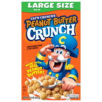 Cap'n Crunch Cereal, Sweetened Corn & Oat, Peanut Butter Crunch, Large Size, 15.6 Ounce