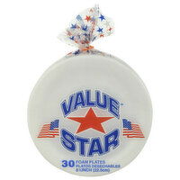 Value Star Foam Plates, 30 Each