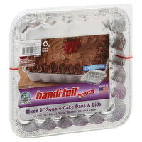 Handi-Foil Cake Pans & Lids, Square, 3 Pack, 3 Each