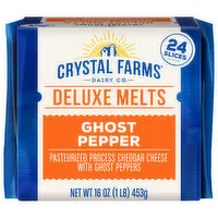 Crystal Farms Cheddar Cheese, Ghost Pepper, Deluxe Metls, 24 Each