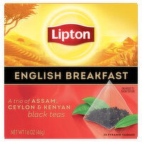 Lipton Black Tea, English Breakfast, Pyramid Teabags, 20 Each