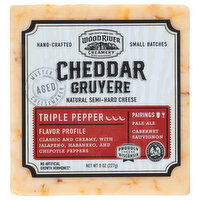 Wood River Creamery Cheese, Triple Pepper, Cheddar Gruyere, 8 Ounce