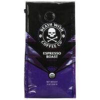 Death Wish Coffee Co Coffee, Ground, Espresso Roast, 9 Ounce