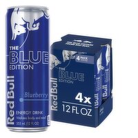 Red Bull Blue Edition Energy Drink, Blueberry, 114mg Caffeine, 12 fl oz, 4 Each