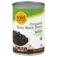 Wild Harvest Black Beans, Organic, Spicy, 15 Ounce